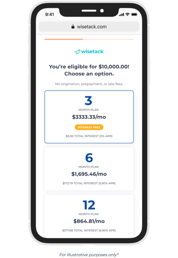 Wisetack financing on your phone